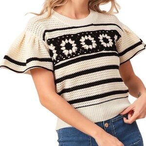 BiBi Black and Cream Women's Sweater